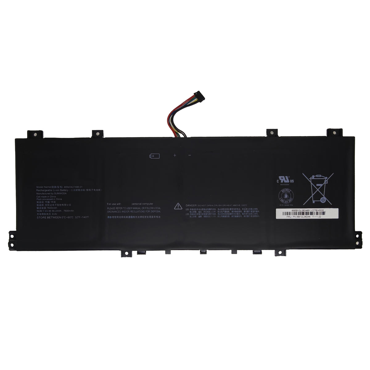 DPaibLT BSNO427488-01 56Wh 7.4V Laptop Battery for Lenovo 100S-14IBR 80R9 (7600mAh)