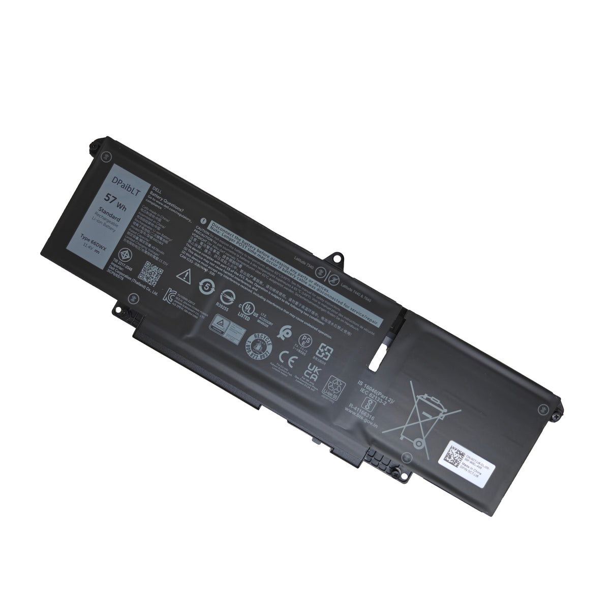 DPaibLT NEW 57Wh 11.4V 4878MAH 66DWX Replacement LAPTOP BATTERY for Latitude 7340 7440 7640 Series WW8N8 047T0