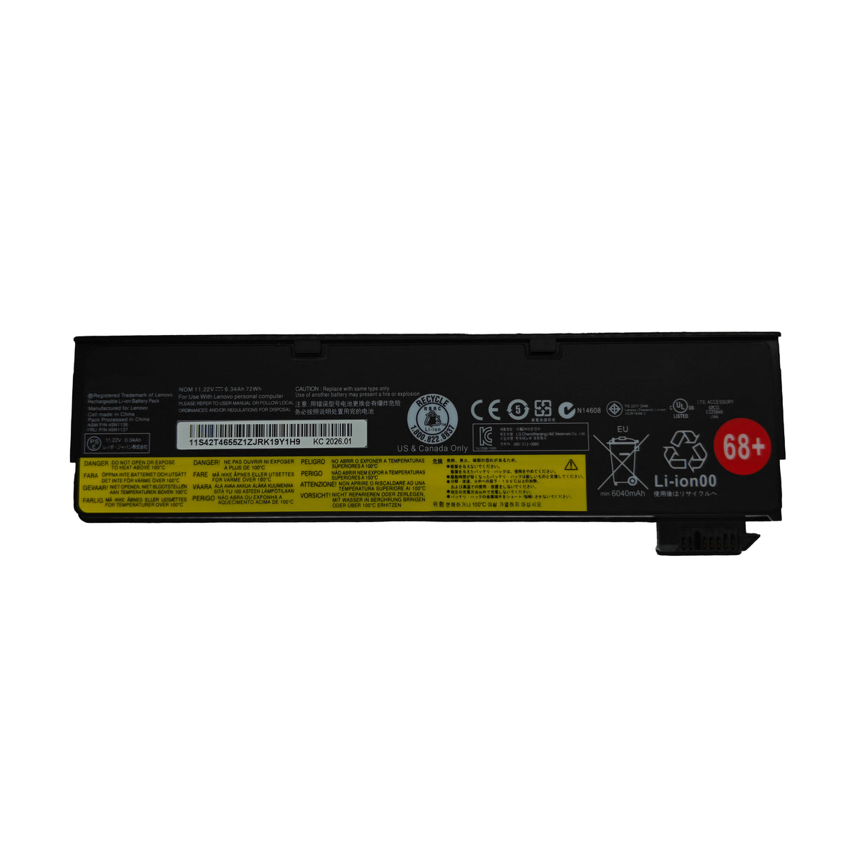 DPaibLT 45N1137 72Wh 11.22V Laptop Battery for Lenovo ThinkPad T440 T450 T460 X240 X250 (6340mAh/6-Cell)