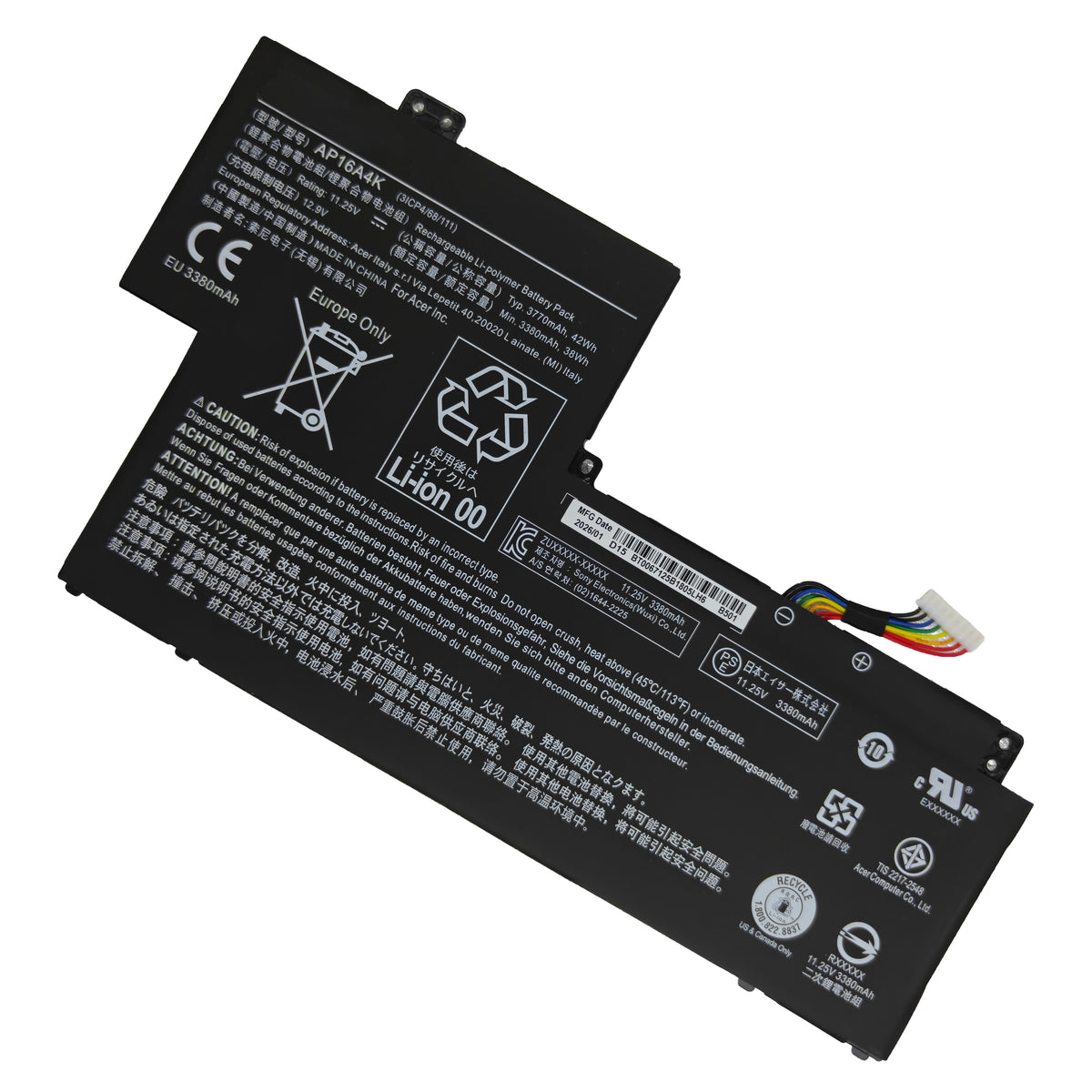 DPaibLT AP16A4K 42Wh 11.25V Laptop Battery for Acer Aspire 1 AO1-132 & Swift 1 SF113-31 (3770mAh)