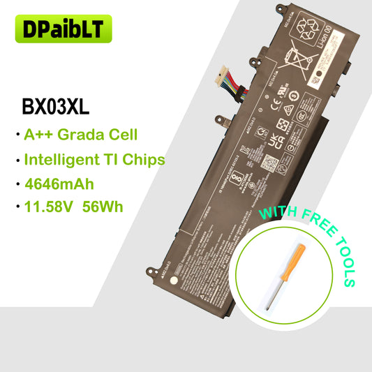 DPaibLT BX03XL 56Wh 11.58V 4646mAh Laptop Battery for HP EliteBook 830 835 840 845 860 865 G11 & ZBook Firefly 14 16 G11