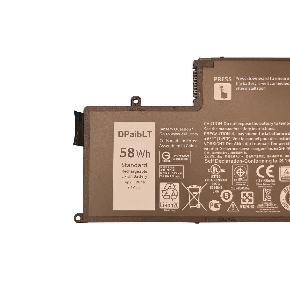 DPaibLT NEW 58Wh 7,4V 7600mAh 0PD19 LAPTOP BATTERY For Dell Inspiron 15-5547,5548 5443 5448 01V2F6,For Latitude3550 0DFVYN